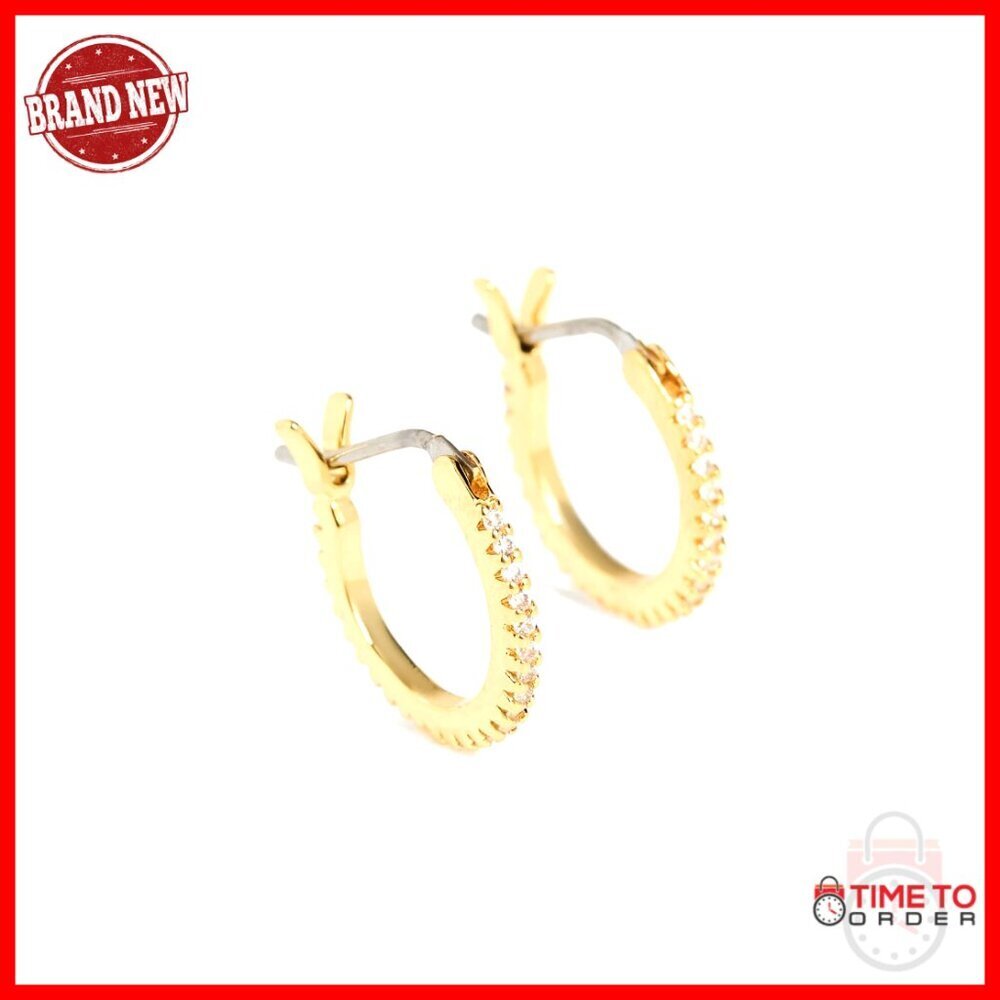18K Gold Plated Cubic Zirconia Mini Hoop Earrings with Hinge Closure